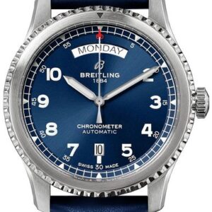 Breitling Aviator 8 Day Date Blue Dial Men’s Watch A45330101C1X5