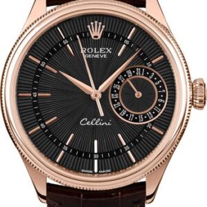 Rolex Cellini Date Black Dial 18k Everose Gold Men’s Watch 50515