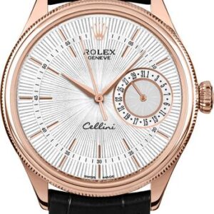 Rolex Cellini Date Silver Guilloche Dial Men’s Watch 50515