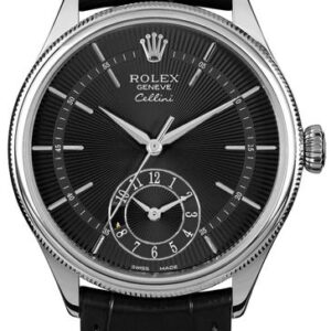 Rolex Cellini Dual Time Solid 18k White Gold Men’s Watch 50529