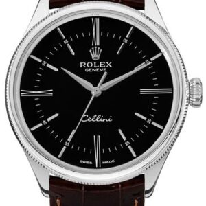 Rolex Cellini Time 18k White Gold Black Dial Men’s Watch 50509