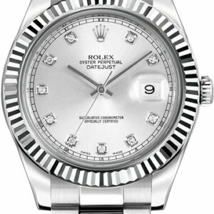 Rolex Datejust II 41 Silver Diamond Dial Men’s Watch 116334