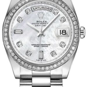 Rolex Day-Date 36 18k White Gold Women’s Watch 128349RBR