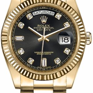 Rolex Day-Date 36 Black Diamond Dial Solid Gold Watch 118238