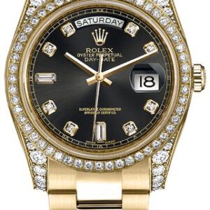 Rolex Day-Date 36 Black Diamond Oyster Bracelet Watch 118388