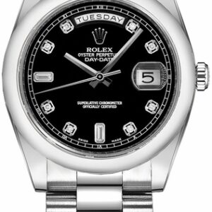 Rolex Day-Date 36 Black Diamond Platinum Watch 118206