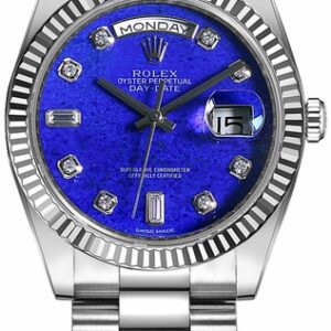 Rolex Day-Date 36 Blue Diamond White Gold Watch 118239