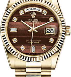 Rolex Day-Date 36 Brown Diamond Dial Gold Watch 118238