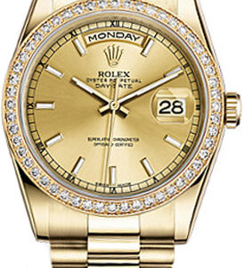 Rolex Day-Date 36 Champagne Dial Gold Watch 118348