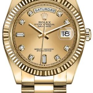 Rolex Day-Date 36 Champagne Diamond Dial Women’s Watch 128238