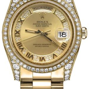 Rolex Day-Date 36 Champagne Diamond Gold Watch 118388