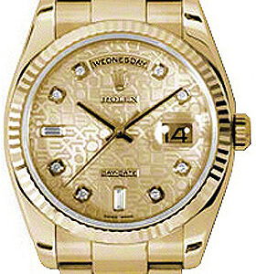 Rolex Day-Date 36 Champagne Jubilee Diamond Oyster Bracelet Watch 118238