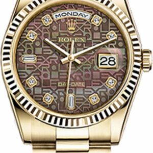 Rolex Day-Date 36 Diamond Dial Gold Watch 118238