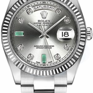 Rolex Day-Date 36 Diamond Emeralds Gold Watch 118239