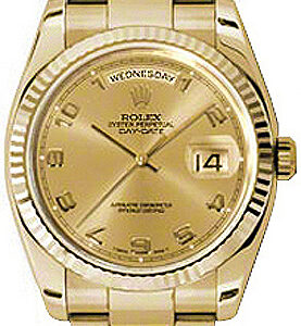 Rolex Day-Date 36 Fluted Bezel Oyster Bracelet Watch 118238