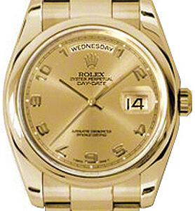 Rolex Day-Date 36 Gold Domed Bezel Watch 118208