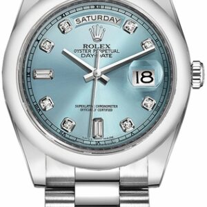 Rolex Day-Date 36 Ice Blue Diamond Platinum Men’s Watch 118206