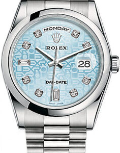 Rolex Day-Date 36 Ice Blue Diamond Platinum Watch 118206