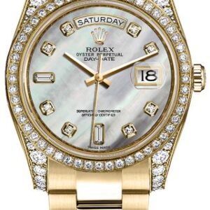 Rolex Day-Date 36 Mother of Pearl Diamond Dial Oyster Bracelet Watch 118388