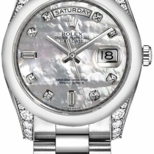 Rolex Day-Date 36 Mother of Pearl Diamond Dial Platinum Watch 118296