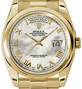 Rolex Day-Date 36 Mother of Pearl Gold Watch 118208