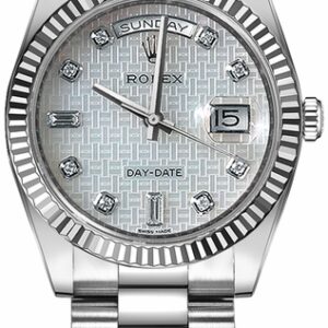 Rolex Day-Date 36 Mother of Pearl Platinum Dial Watch 118239