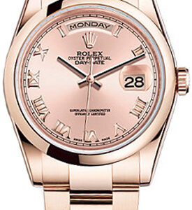 Rolex Day-Date 36 Pink Dial Gold Watch 118205