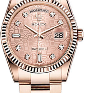 Rolex Day-Date 36 Pink Diamond Gold Watch 118235