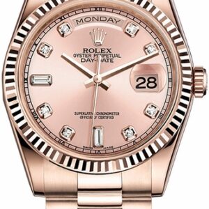 Rolex Day-Date 36 Pink Diamond Rose Gold Swiss Watch 118235