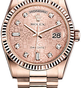 Rolex Day-Date 36 Pink Diamond Rose Gold Watch 118235