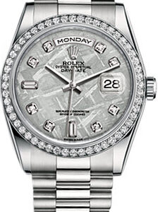 Rolex Day-Date 36 Platinum Diamond President Bracelet Watch 118346