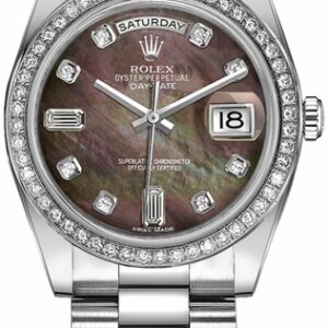 Rolex Day-Date 36 Platinum Diamond Swiss Watch 118346