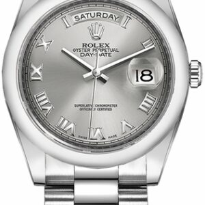 Rolex Day-Date 36 Platinum Domed Bezel Watch 118206