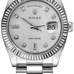 Rolex Day-Date 36 Silver Jubilee Diamond Dial Gold Watch 118239