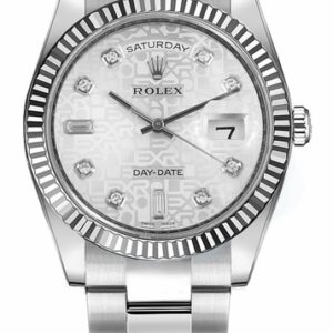 Rolex Day-Date 36 Silver Jubilee Diamond Oyster Bracelet Watch 118239