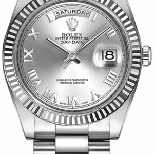 Rolex Day-Date 36 Silver Roman Numeral Gold Watch 118239