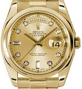 Rolex Day-Date 36 Solid Gold Diamond Watch 118208