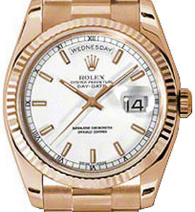 Rolex Day-Date 36 White Dial 18K Rose Gold Watch 118235