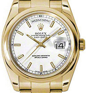 Rolex Day-Date 36 White Dial Gold Men’s Watch 118208