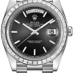 Rolex Day-Date 40 Black Dial Platinum Men’s Watch 228396TBR