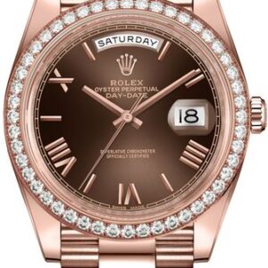 Rolex Day-Date 40 Chocolate Dial Diamond Bezel Men’s Watch 228345RBR