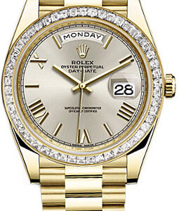 Rolex Day-Date 40 Silver Roman Numeral Gold Watch 228398TBR