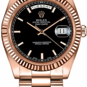 Rolex Day-Date 41 Black Dial Rose Gold Watch 218235