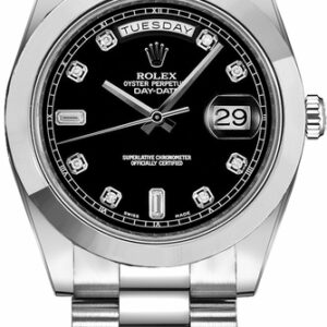 Rolex Day-Date 41 Black Diamond Dial Platinum Men’s Watch 218206