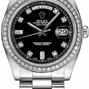 Rolex Day-Date 41 Black Diamond White Gold Watch 218349