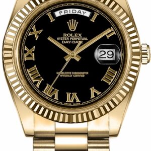 Rolex Day-Date 41 Black Roman Numeral Dial Gold Watch 218238