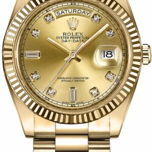 Rolex Day-Date 41 Champagne Diamond Dial Gold Men’s Watch 218238