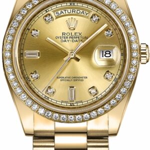 Rolex Day-Date 41 Champagne Diamond Dial Gold Watch 218348