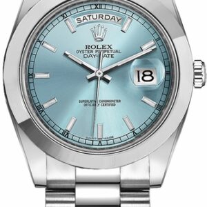 Rolex Day-Date 41 Ice Blue Dial President Bracelet Platinum Watch 218206