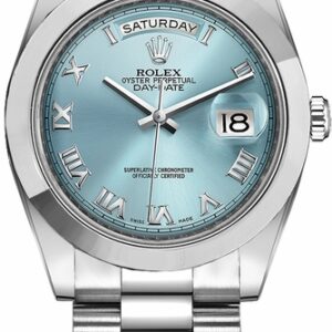 Rolex Day-Date 41 Men’s Ice Blue Roman Numeral Dial Watch 218206